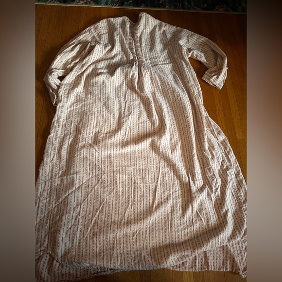 Vtg LL Bean Dobby Pintuck Cream/Beige Cotton Prairie Flannel Nightgown, Size XL - Picture 5 of 6